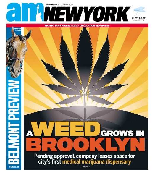 amNewYork's tweet photo. On today's cover: Pending approval, a medical marijuana dispensary coming to downtown Brooklyn http://t.co/GExTtstTbv http://t.co/D3UEkQ88fc