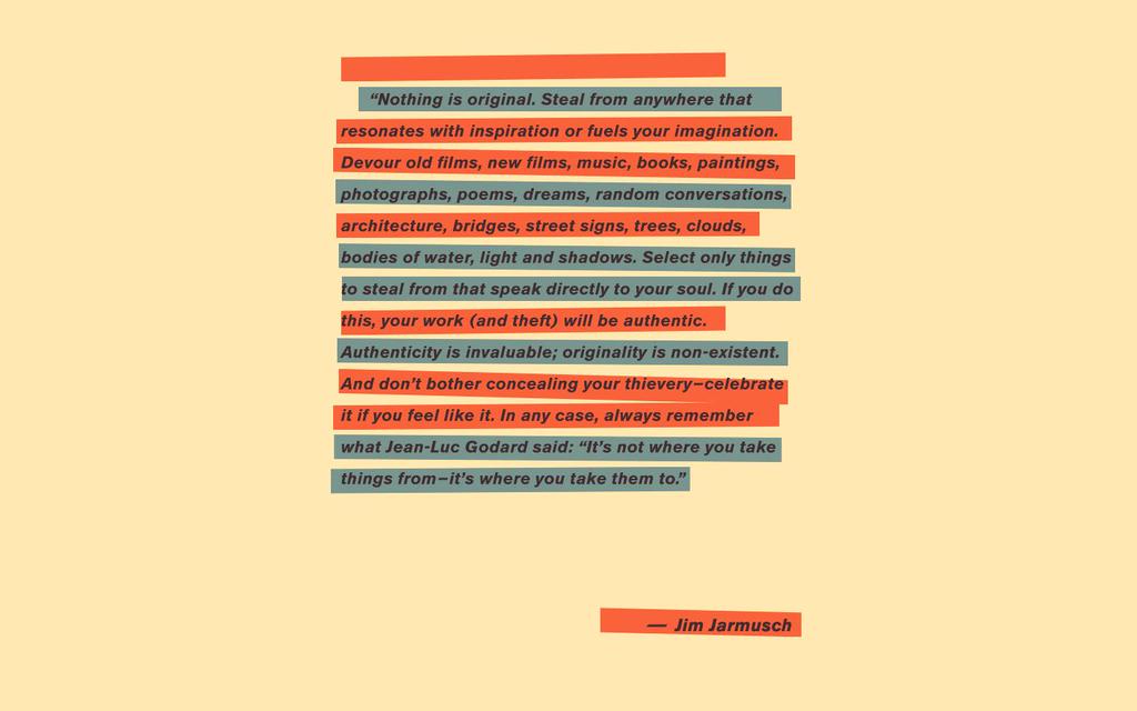 christianbok's tweet photo. They offer some advice about originality—(via @jkchunt, @jimjarmusch). http://t.co/uCMnAmcRT3