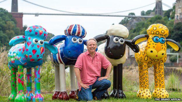 BBCBristol's tweet photo. Shaun the Sheep sculptures unveiled ... including BAGPUSS! http://t.co/zPeWXMtsqU http://t.co/Jl2yS7gjjz