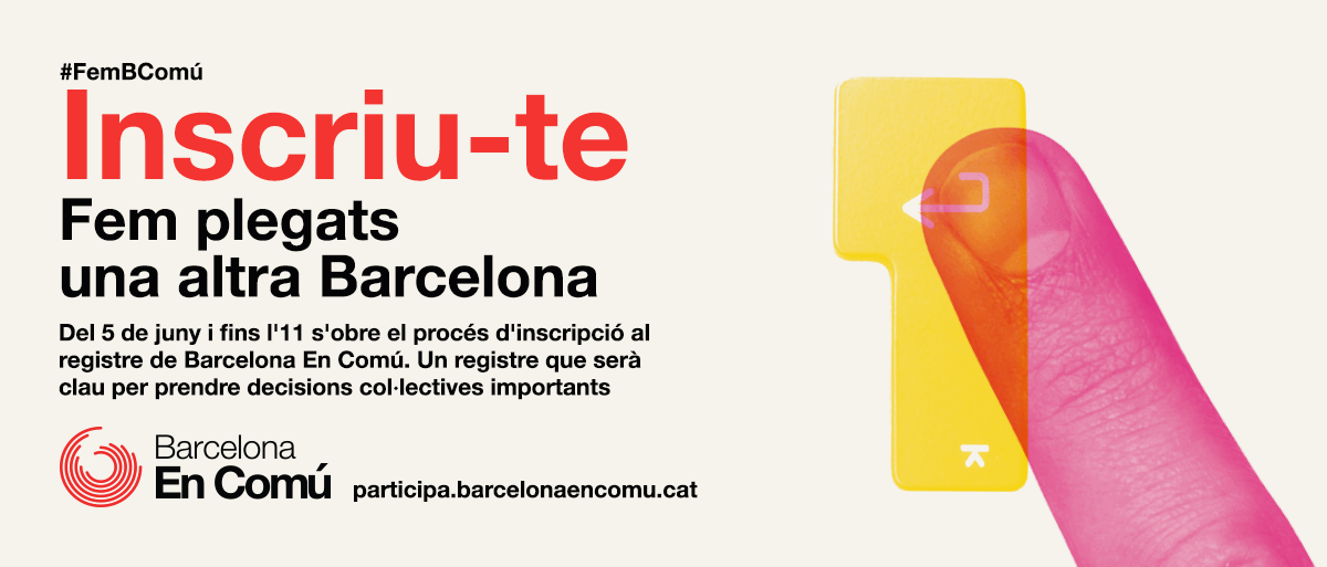 bcnencomu's tweet photo. Obrim la inscripció. Fem plegats una altra Barcelona https://t.co/nO8Hss9x82. Participa! #FemBComú http://t.co/FbOp5Sa1UX