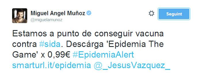 Fundacio_Lluita's tweet photo. .@miguelamunoz también nos da apoyo para esta causa. Ayúdanos! #EpidemiaAlert http://t.co/LkG9KLXEuC