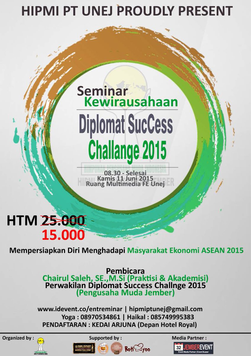 Seminar Kewirausahaan | DSC 2015 | 08.30 11 June 2015 | Multimedia FE Unej | CP : 085749995383 | <a href="/HipmiUnej/">HIPMI PT_Unej</a>