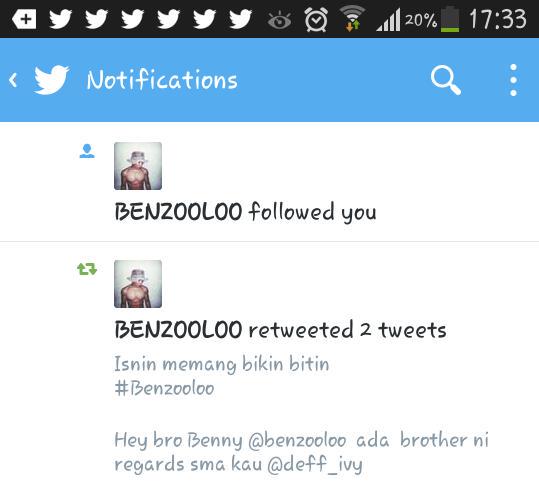 TjJanetrisha's tweet photo. OhMyGod ! Benzooloo followed me  ! 
thank you so much 😘 you're always my idol 😘 Swag On !
@benzooloo http://t.co/Z8H3b6PJi3