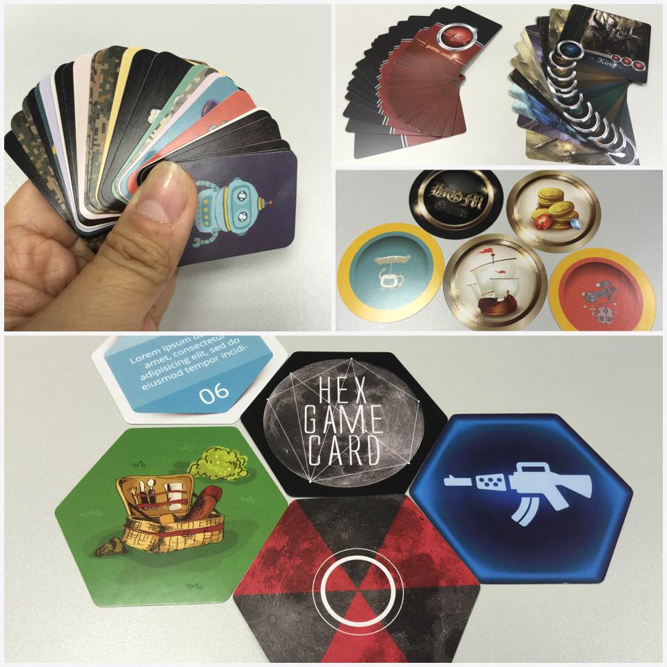 Game cards in hex/circle/square/mini shape #boardgames #tabletop #manufacturer #prototype #indiegames #gamedesign