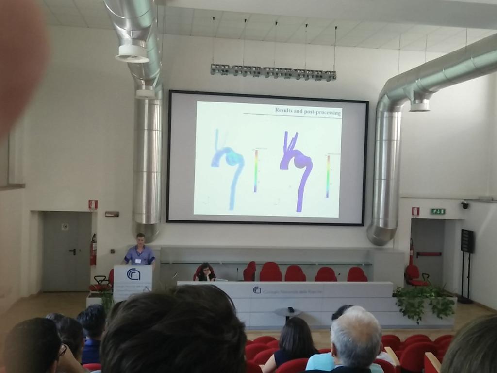 CompMechPV's tweet image. #esbita2015 Our group member Rodrigo giving a talk on patient specific hemodynamic project #icardio