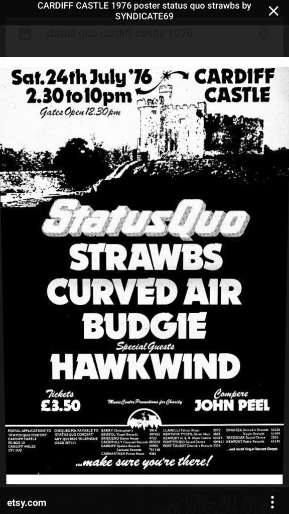 In 1976 I saw my first gig at Cardiff Castle, I wish I could be there to see <a href="/Manics/">Manic Street Preachers</a> play their masterwork #manics