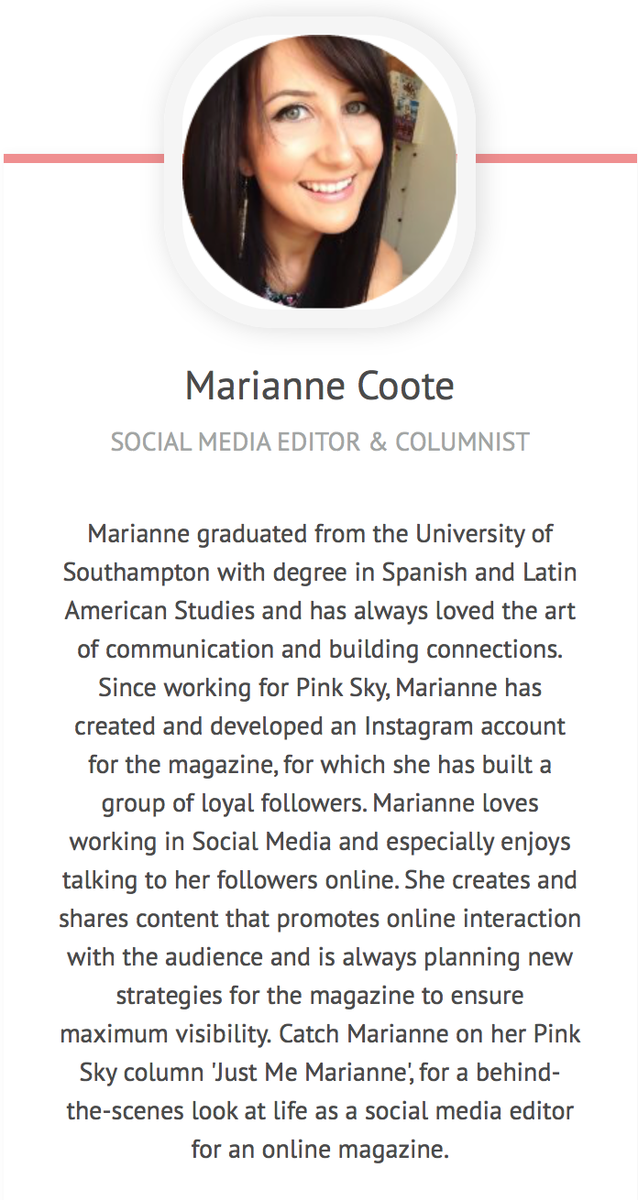 PinkSkyMagazine's tweet photo. Next up in our 'Meet The Team’ series is Social Media Editor Marianne @JustMeMarianne_
#MeetOurTeam #PinkProfile http://t.co/p7cv0Z3Nnl