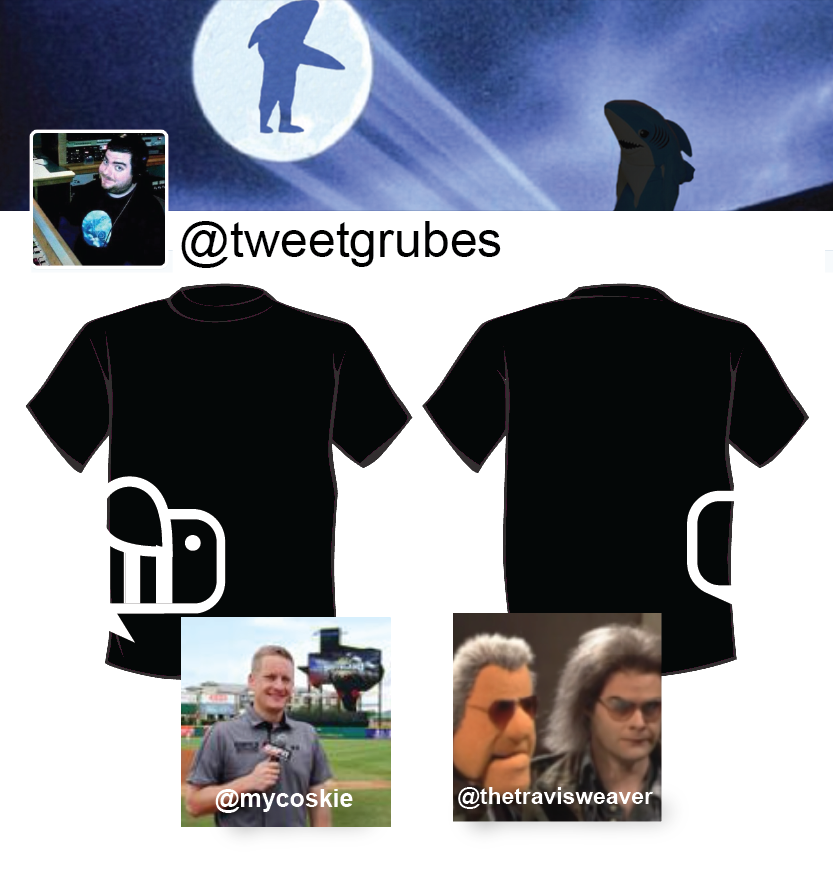 YumbleB's tweet photo. During @tweetgrubes live tweet of the Rangers game Yumblebee gave away t-hirts to 2 lucky fans.  Congrats! http://t.co/T5CFjCuVdm
