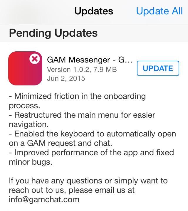 GAMchat's tweet photo. GAM is officially bug free on iPhone. We restructured the home menu to provide you with a frictionless experience :) http://t.co/5jFXvZ70RX