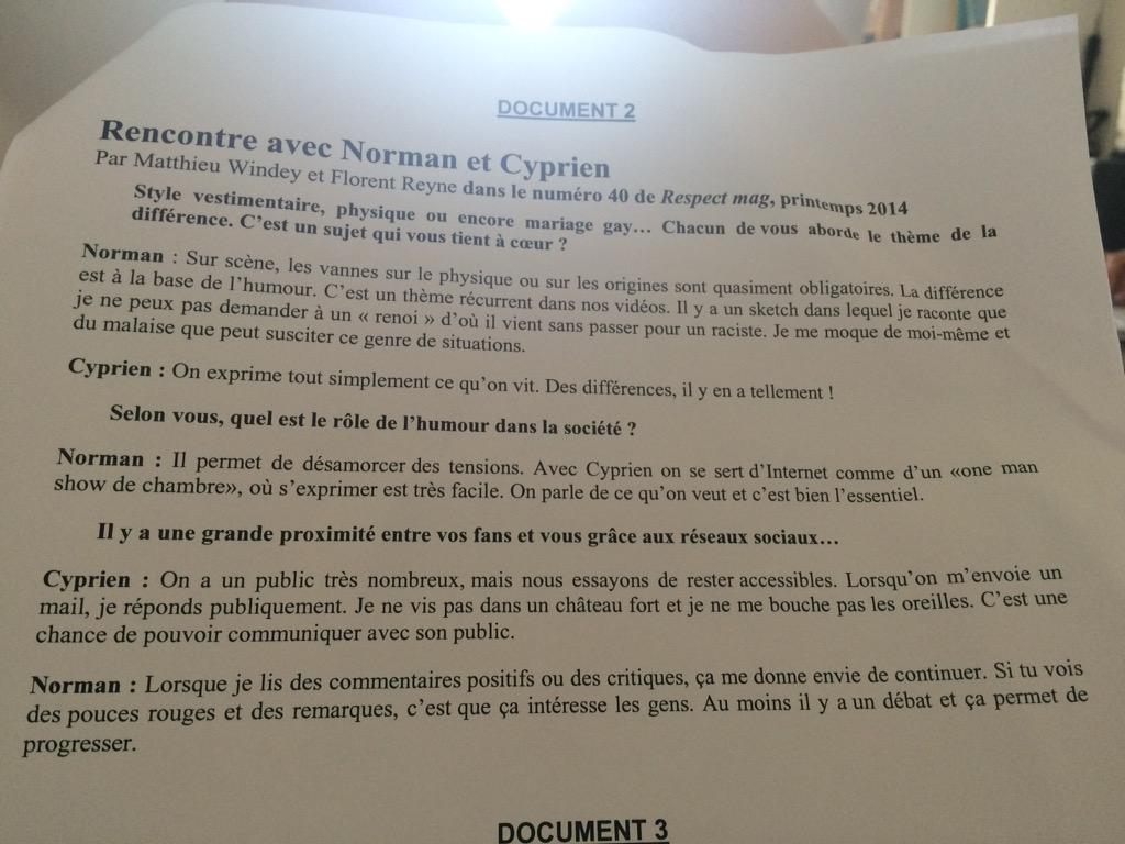 outfit_d's tweet photo. Examen de français 😁 @NormanDesVideos @MonsieurDream http://t.co/EzQQTX05o1