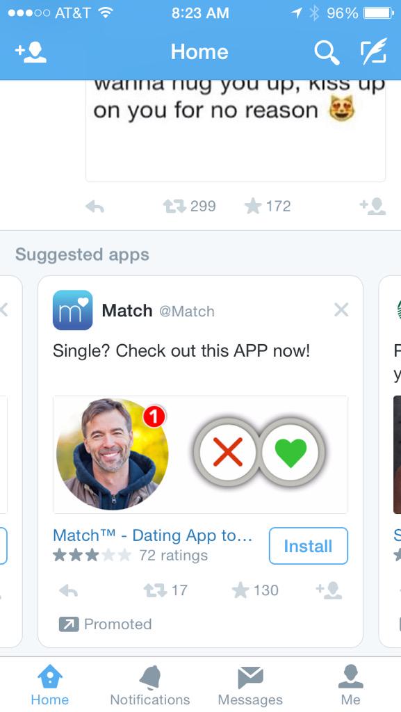 Channel955's tweet photo. Even Twitter knows I'll be single for life! 😔 #SuggestedApps http://t.co/ojut8Ol0Hl