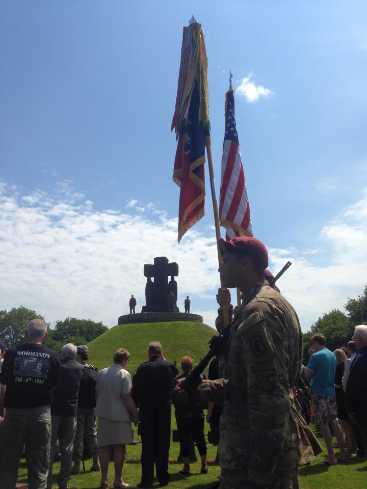 US_EUCOM's tweet photo. @USArmyEurope paratroopers take part in a ceremony at the La Cambe German Cemetery in Normandy, France. #DDay71 http://t.co/wokGBespeQ
