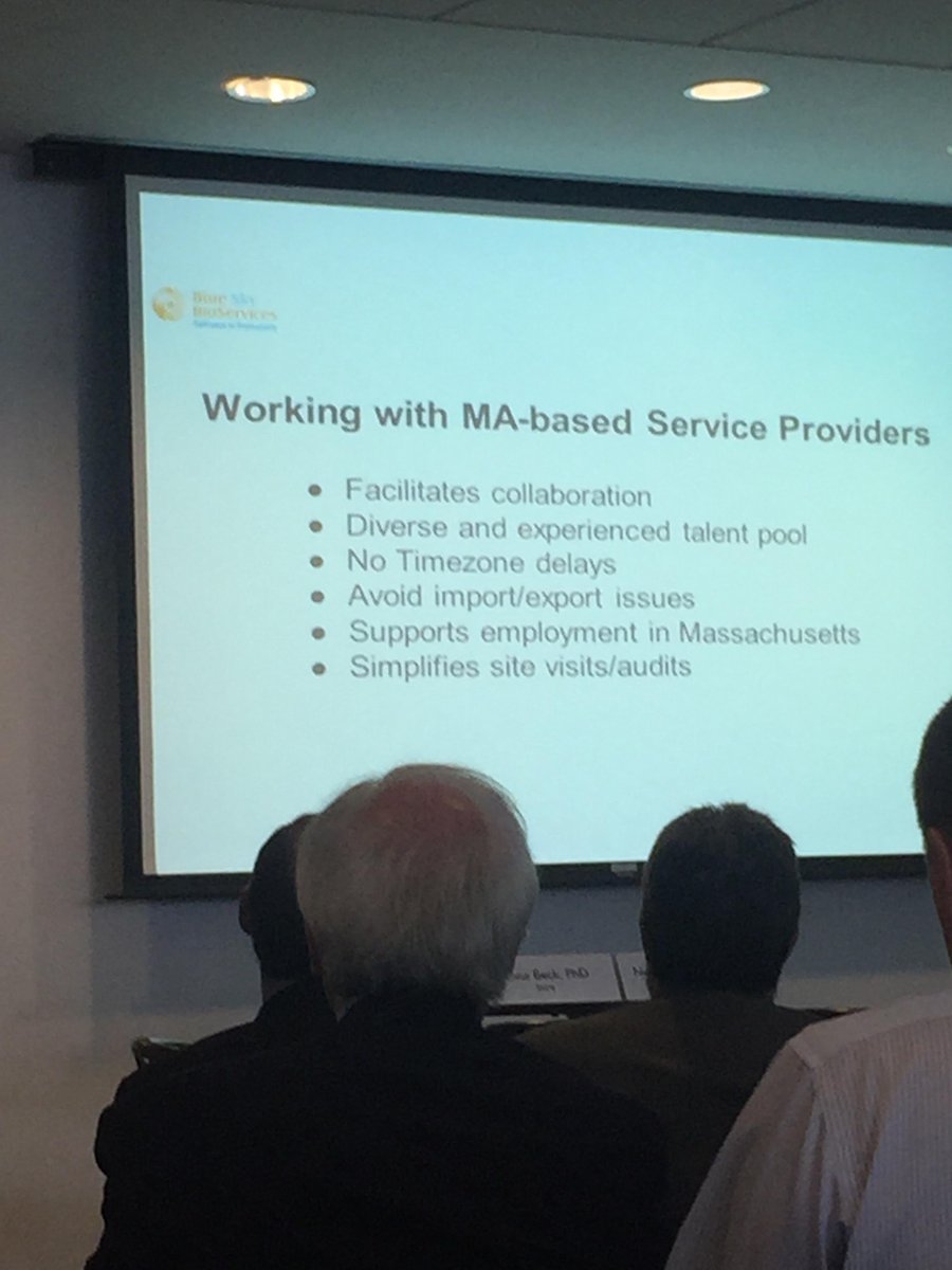 MassBio's tweet photo. Why work with #MA based CROs? Garceau of @BlueSkyBioServ provides a compelling list of reasons! #MassBioForum http://t.co/SFEboQXNCv