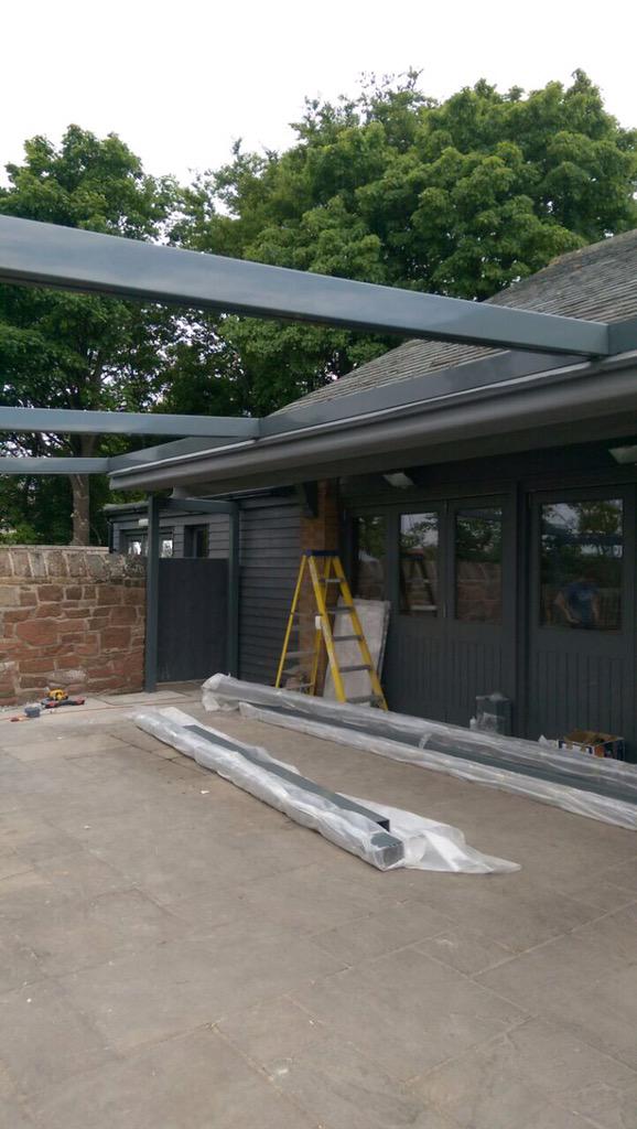 Progress on the @HickorysWKirby extension with retractable roof.