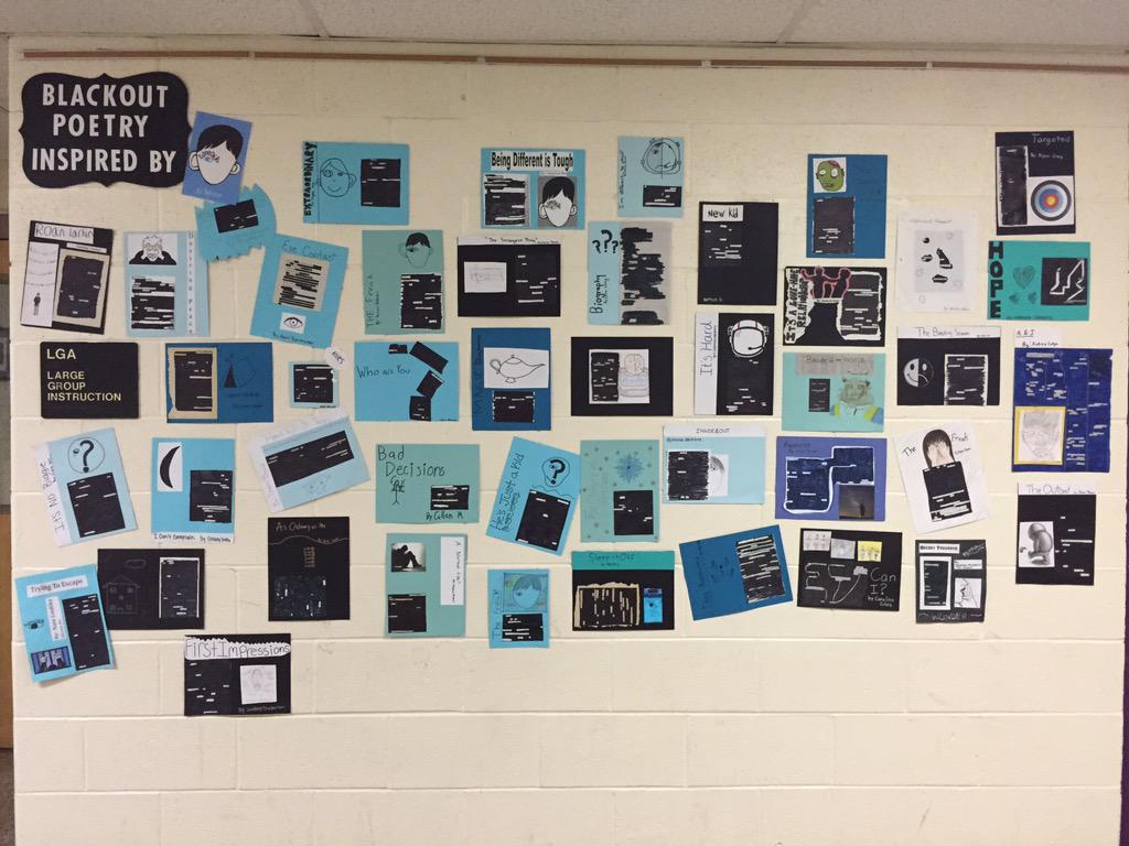 ELARoom28's tweet photo. Reading these blackout poems gave me chills. Proud of you! #poetrygameisstrong #choosekindpanthers http://t.co/JdZkSO6zZl