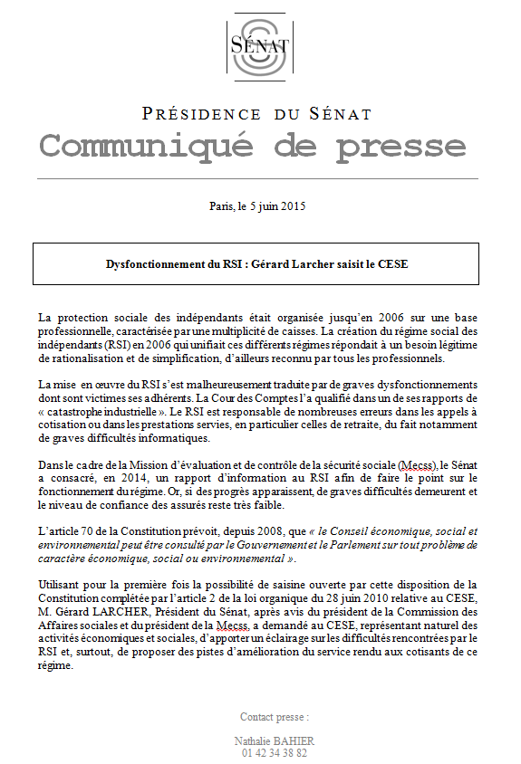 Dysfonctionnement du #RSI : j'ai décidé de saisir pour la 1ere fois le <a href="/lecese/">CESE</a> afin de proposer des améliorations