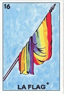 QuiltMag's tweet photo. Queering Lotería  #laflag #pridemonth #prideart http://t.co/AoX0dzydvB