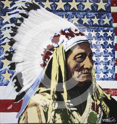 RAWSAKStudioInc's tweet photo. My Painting "Sitting Bull, The American Flag" - 34" x 36" - Oil Paint on Canvas #NativeAmerican #PopArt #BobWomack http://t.co/pjWmrBW1UY