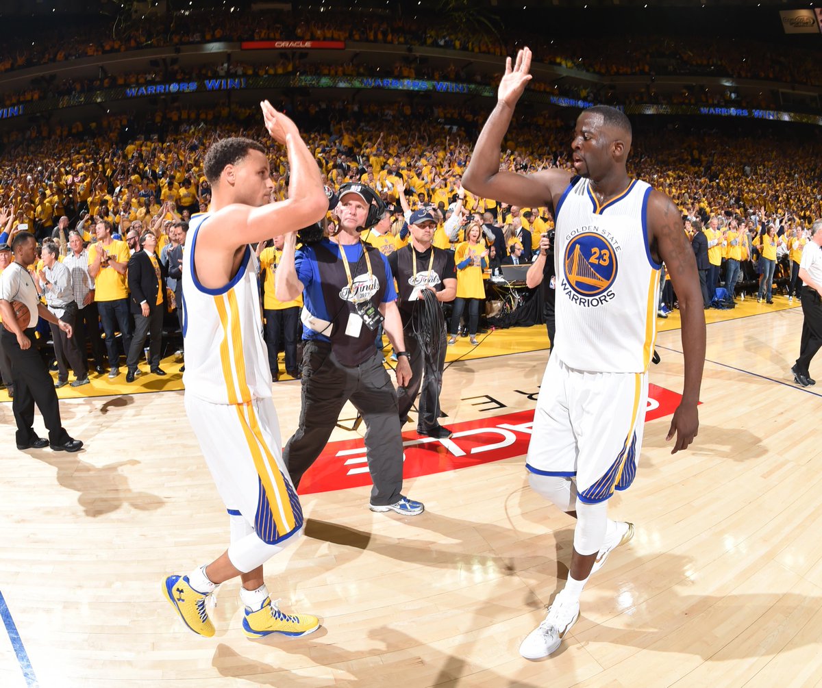 NBA's tweet photo. #DubNation in command after taking Game 1 of #NBAFinals (via @Powell2daPeople): http://t.co/RlR5zcBWCi http://t.co/pfgP22T1Ya