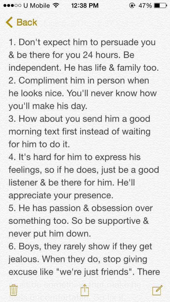 yiyieeen's tweet photo. Asyik pasal girls je, boys have feelings too. Give and take is important in relationship kan? So, treat him right! http://t.co/30GgVBMvKL