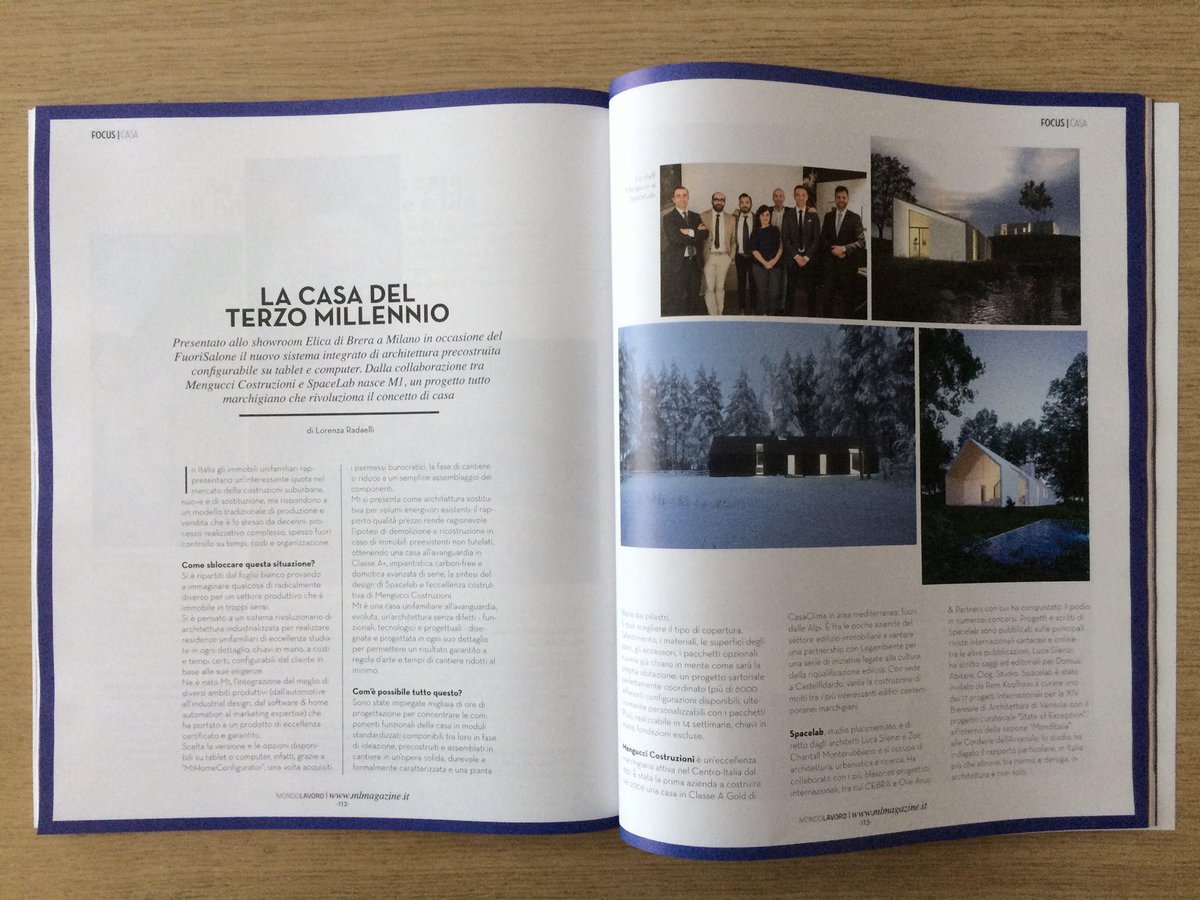 Pubblicato il nostro progetto M1 nell'ultimo numero di "Mondo Lavoro",rivista che pubblica le eccellenze delle Marche