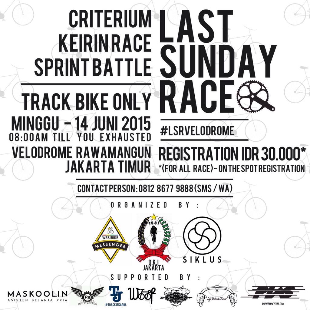 ISSI, @WMSwestbike &amp; <a href="/RabuSpecial/">Rabu Special</a> presents #LSRvelodrome race! Pre-fasting race. #velodromerawamangun #LSRvelodrome