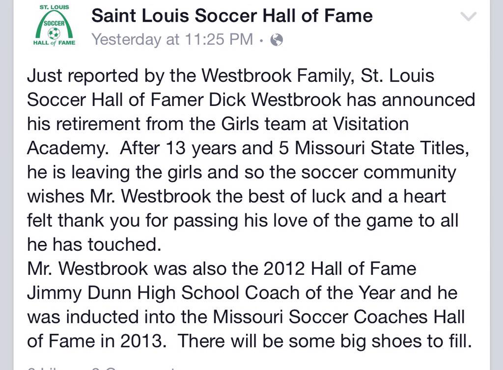 vizsoccer's tweet photo. Sad day for the Vivettes, but they thank Coach Westbrook for amazing lessons in soccer, and in life! #mosoccer http://t.co/x4C1qcanQe