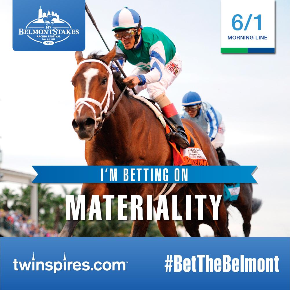 TwinSpires's tweet photo. RT this if you are betting on Materiality in the @BelmontStakes!

#BetTheBelmont http://t.co/GcWqs63q8N