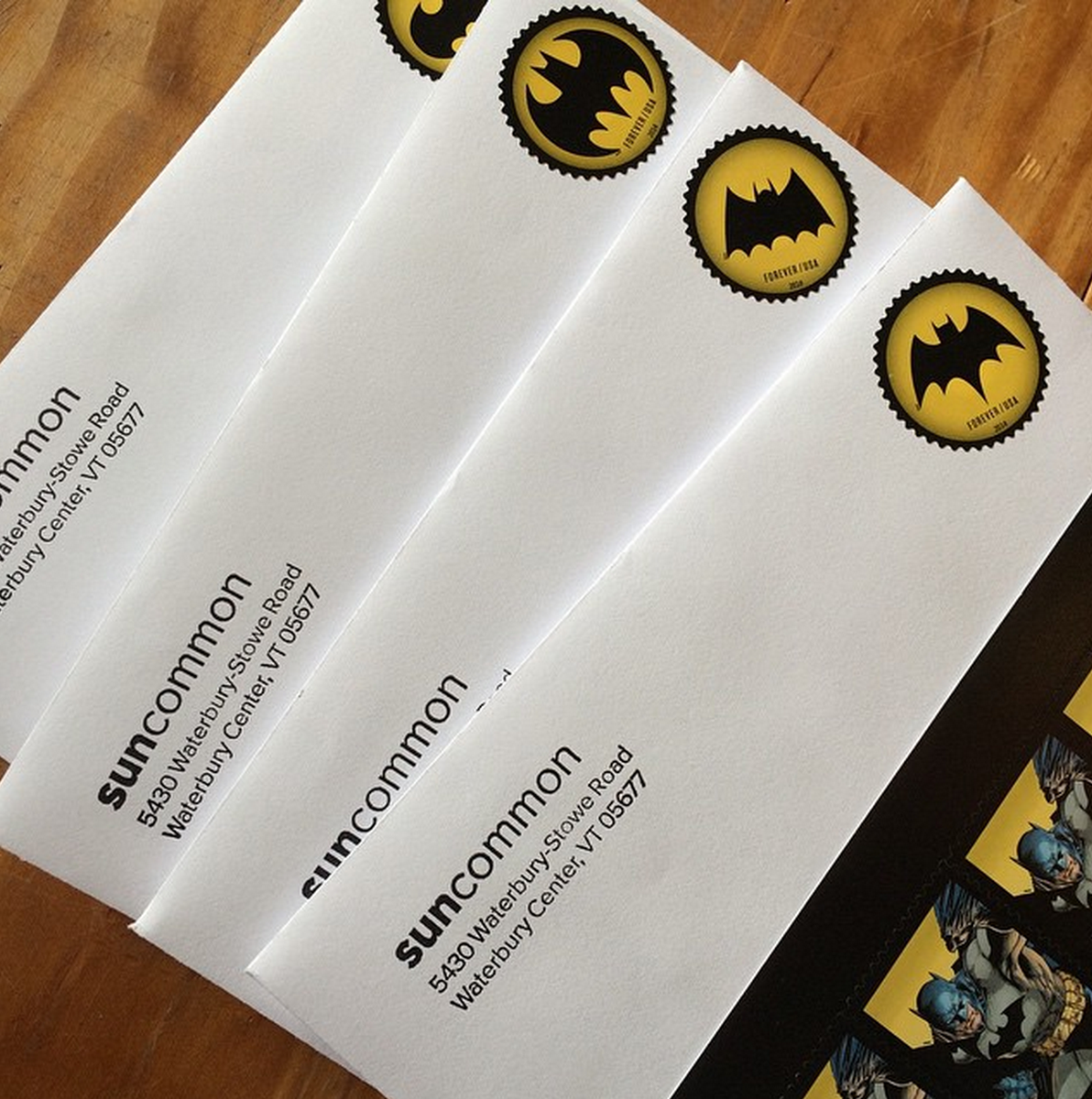 suncommon's tweet photo. In life, love and work everything should be fun, right? #batmanstamps #howweshine #BCorp #gosolar #VT http://t.co/8cO6BA0dRn
