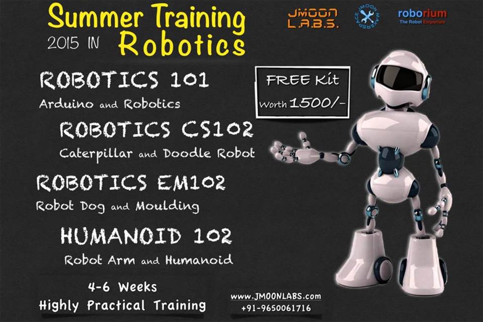 Summer #Robotics training courses at #NewDelhi makerspace @JMoonTech start soon! facebook.com/jmoonlabs/post… #MakeInIndia