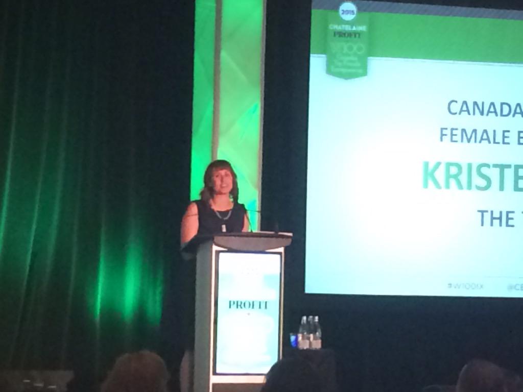 CB_PROFIT's tweet photo. Canada's Top Young Female Entrepreneur is @kris10spot of @thetenspot #W100IX http://t.co/sWr9T8grLd