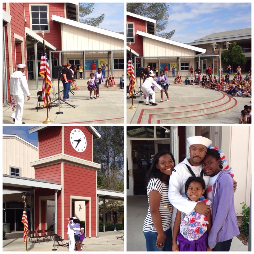 Midland_PUSD's tweet photo. Welcome home!! Midland dad AZ1 Rodshawn Craft surprised Kaitlynn and Amayah after a 9 1/2 month deployment overseas! http://t.co/RPkunSiW4w