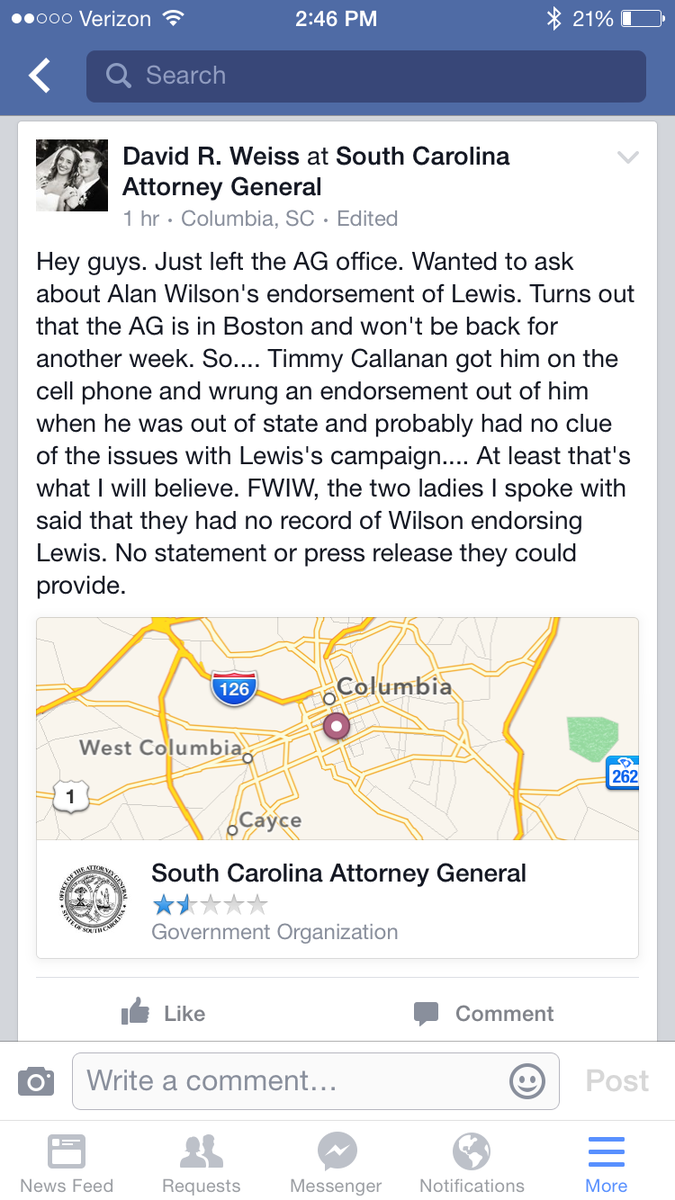 byeduanelewis's tweet photo. @timcallanan @AGAlanWilson Comment,confirm,deny? Endorsing @lewis4sheriff or another dishonestGOB ploy? #diplomagate https://t.co/CT6WsDMyiq