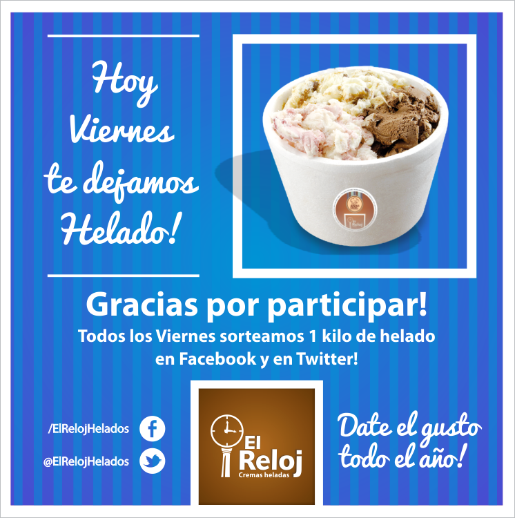 ElRelojHelados's tweet photo. #SorteoEnTwitter Felicitaciones @NiceMelu (DNI 456)! Ganaste 1 kilo de helado para compartir con quien quieras! http://t.co/QSv8eq1CNb