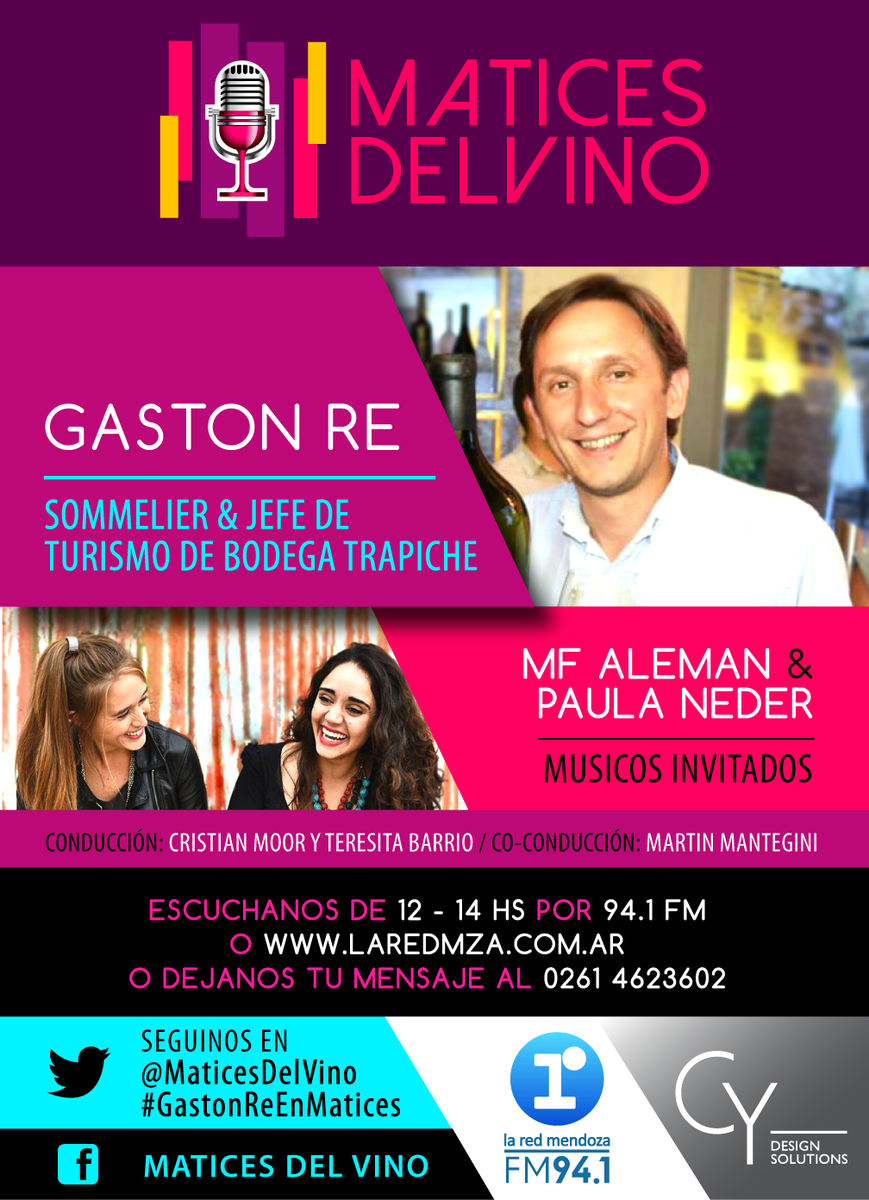 MaticesdelVino's tweet photo. #NOTEOLVIDES Mañana de 12 a 14 hs #MDV2015 cc @GastonRe @TrapicheArg @MFAleman @PaulaNederOk #GastonReEnMatices http://t.co/5mhtN2HEPL