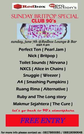Buat yang suka band 90an besok bisa merapat ke Redbox Cafe di Wijaya, acara mulai jam 4 sore, free entry! =w=