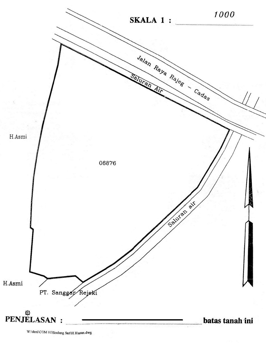 Dijual tanah lapang dengan luas fisik 9964 m2, nett 8544 m2, Harga Rp.1.250.000 per m2. hubungi Awal : 087774333006