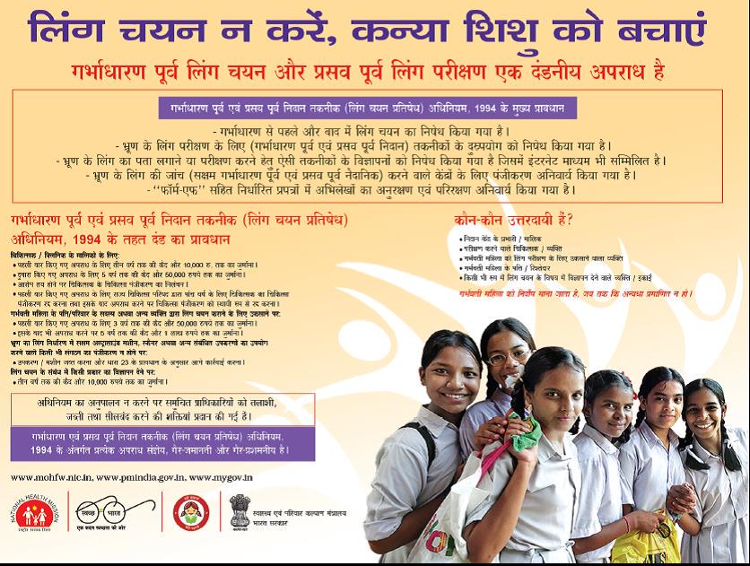 MoHFW_INDIA's tweet photo. Pre-natal sex determination is a Criminal Offense. #PNDTAct 1994- salient features. http://t.co/GQlp8Gsbmt