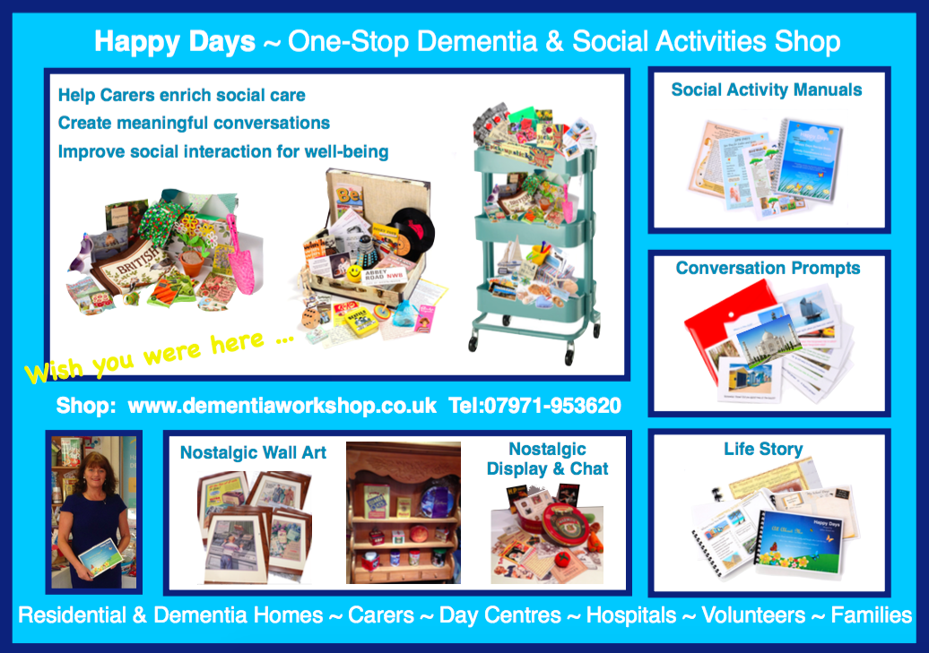 dementiactivity's tweet image. @HomeInsteadMH Hello - Pls share/rt nostalgic social prompts for #dementia #carers #well-being dementiaworkshop.co.uk