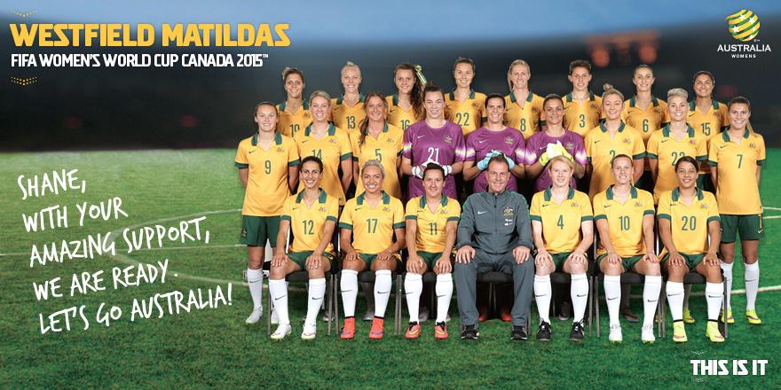 MatildasReply's tweet photo. @tialynpie A big thank you for your support in our #FIFAWWC journey! #ThisIsIt #GoMatildas http://t.co/9YKYR7wsaU