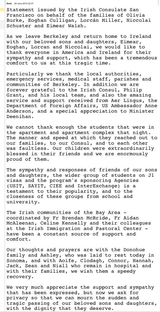 jonathanhealy's tweet photo. Statement from #Berkeley families as they prepare to bring their children home. http://t.co/191mmrHYUE