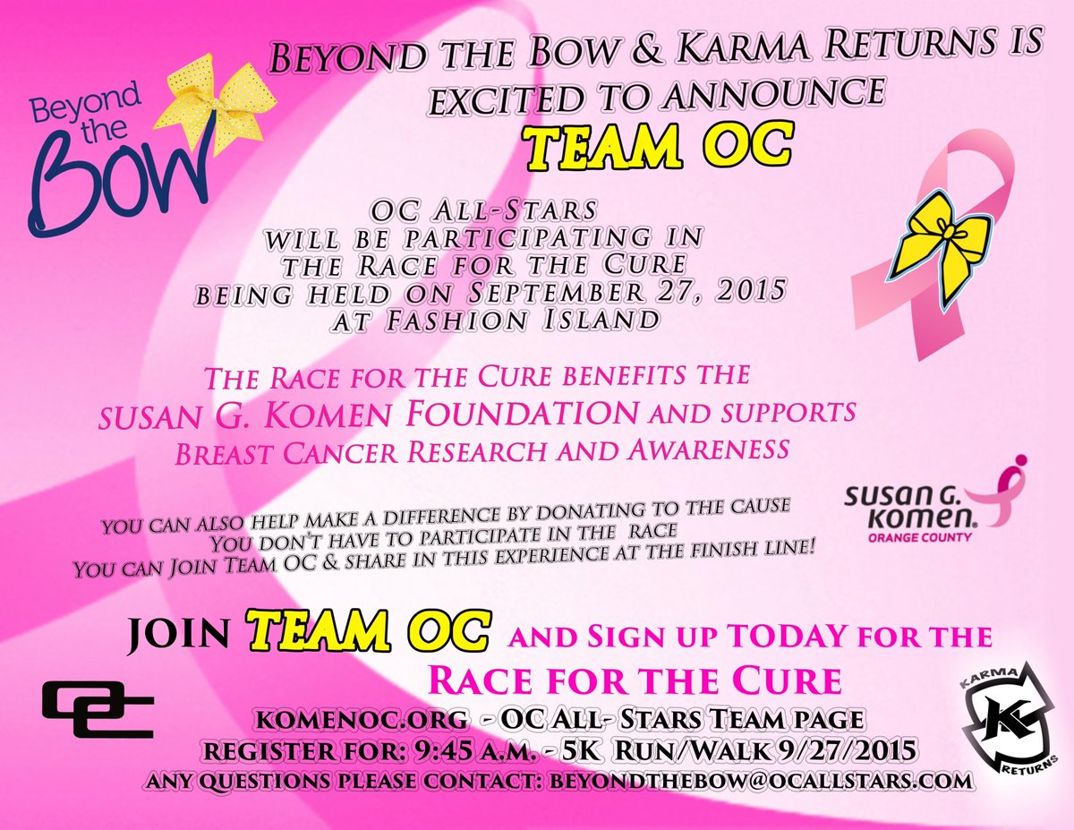 ocbeyondthebow's tweet photo. @ocbeyondthebow  together w @KarmaReturns announces TEAM OC @OCAllStars_
 4 Race for the Cure! #proud2bOC #raceoc http://t.co/DHIzEXni71