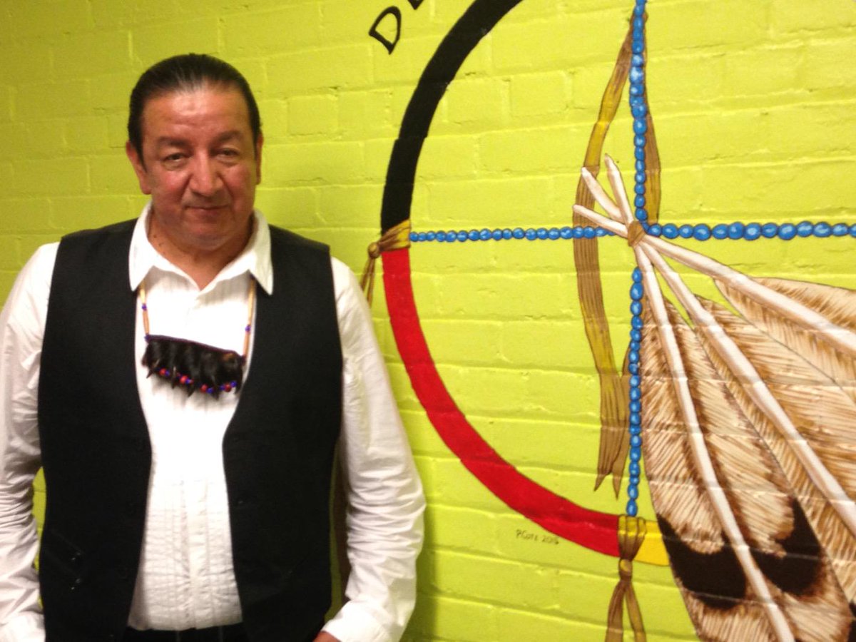 Urban education .<a href="/pamelagough/">Pamela Gough 🇨🇦</a>: Artist Phil Cote &amp; his mural at the entrance of the new #TDSB museum &amp; archives.