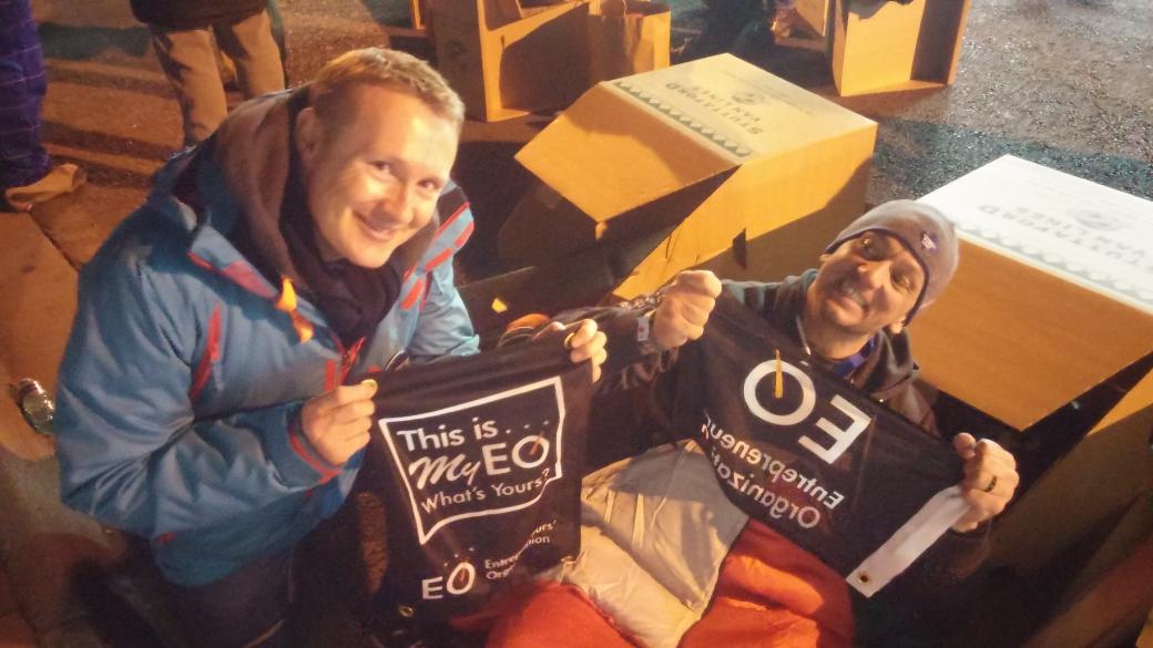 Bed time. <a href="/PhilipTillman/">Philip Tillman</a> said I could be the big spoon. #CEOSleepOutZA.