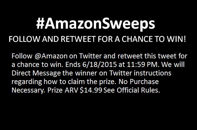 amazon's tweet image. Follow @amazon and retweet for a chance to win amzn.to/1SsmQuq Rules amzn.to/1Bj7Xqb #AmazonSweeps