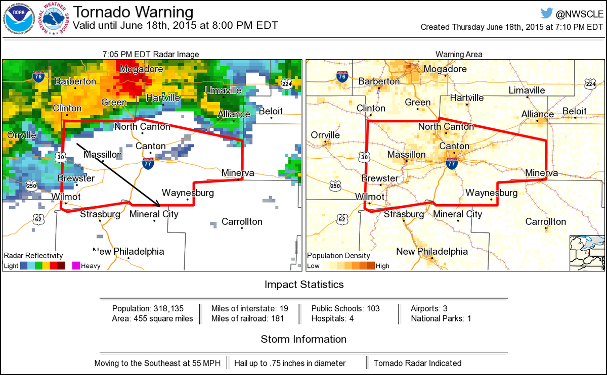 Tornado Warning including Canton OH, Massillon OH, North Canton OH