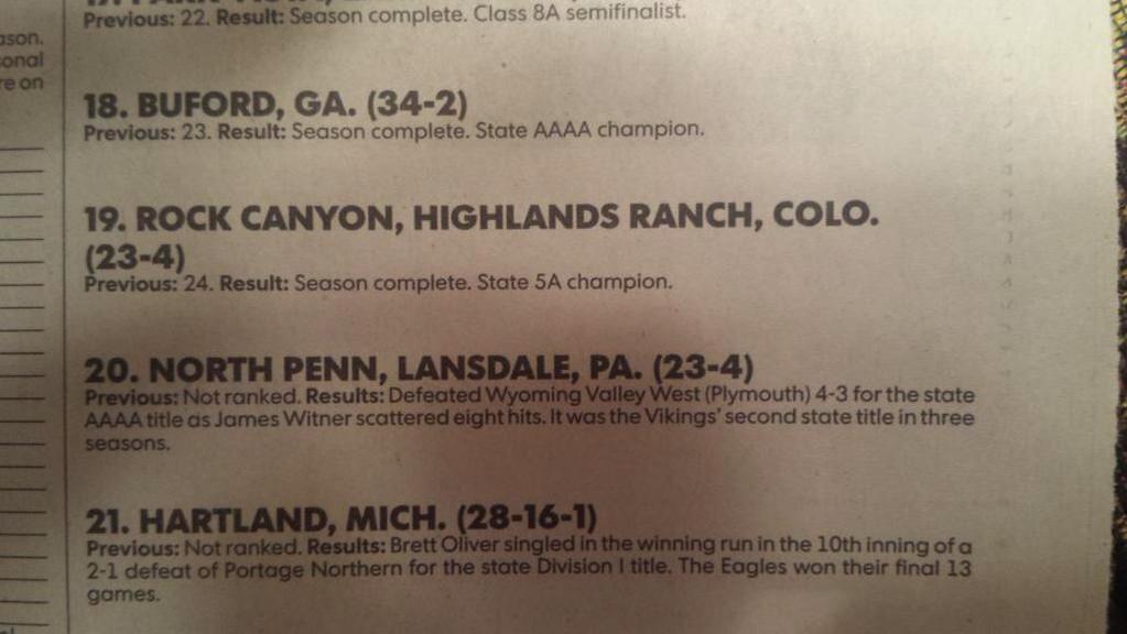 USA Today's Super 25 High School baseball teams ranks NP #20 in the nation <a href="/NPSD/">North Penn School District</a> usatodayhss.com/2015/parkview-…