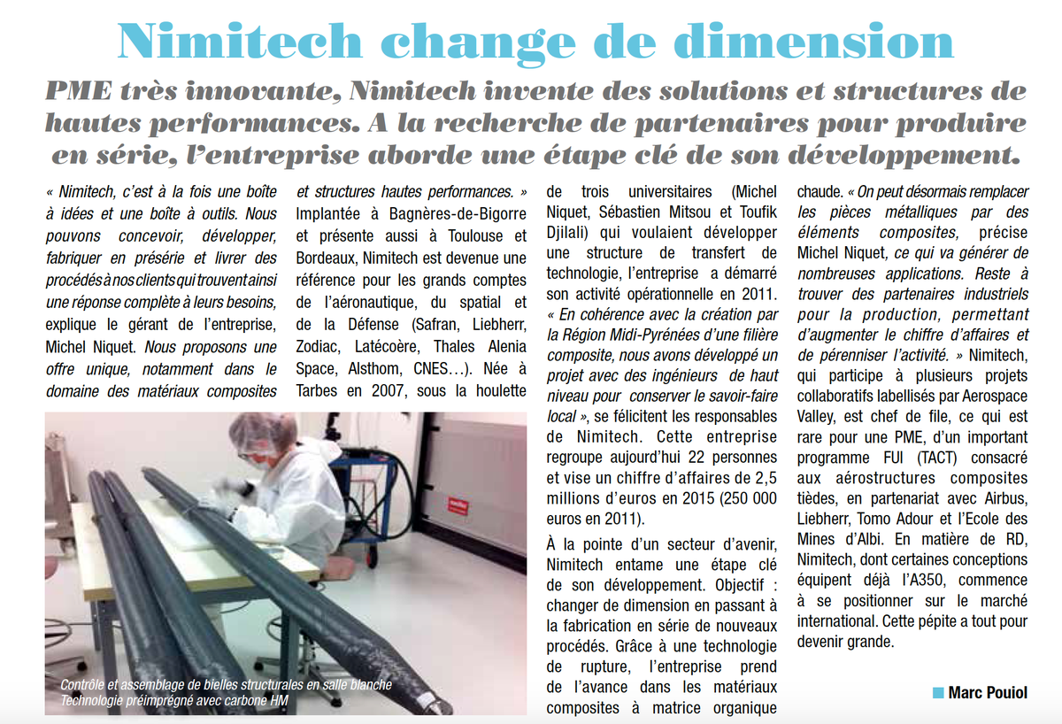 AeroMagRedac's tweet image. #PME très innovante, #Nimitech invente des solutions et structures de
hautes performances @AerospaceValley #PAS15