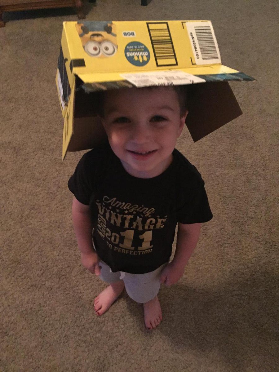 Omily's tweet photo. He was excited to see his #minionsboxes! http://t.co/Tay962TqLy