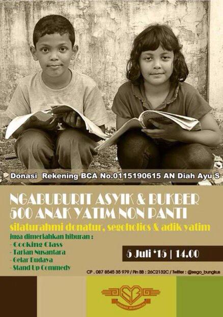 Sego Bungkus Ngabuburit Asyik &amp; Bukber 500 Anak Yatim Non Panti | 5 Juli 2015 | 14.00 – 20.00 | <a href="/Sego_Bungkus/">Indonesia Berbagi</a>